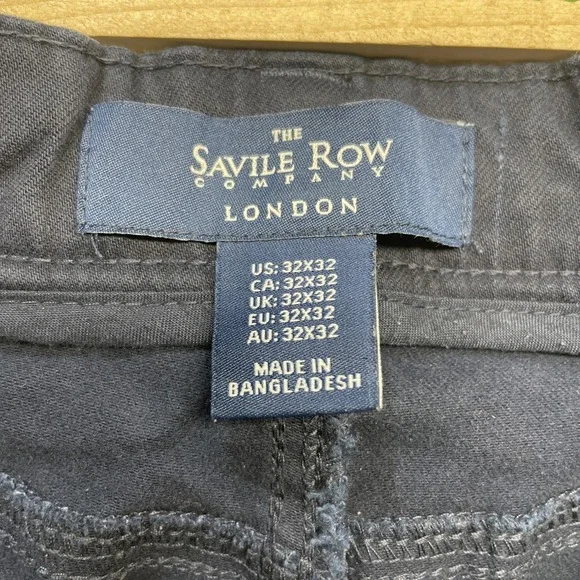 The Savile Row Company London Mens 32x32 Navy Blue Chino Pants Stretch Cotton - Picture 7 of 10